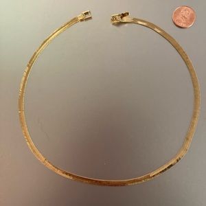 Napier 12K Gold Plated Signed Reversible Herringbone 18” Collar Necklace